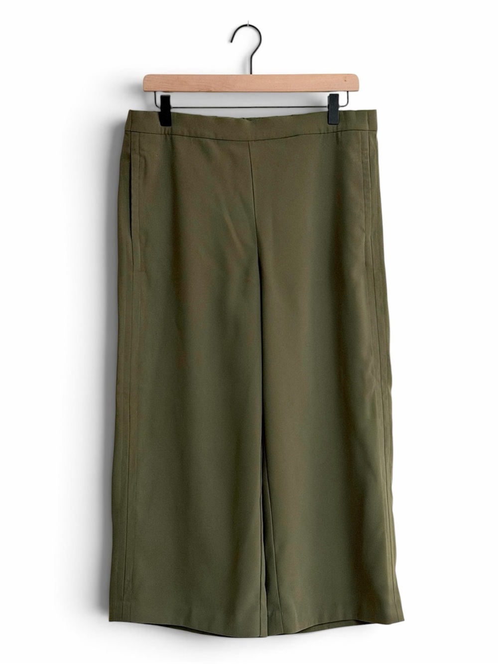 Lands’ End Olive Green High Rise Wide Leg Crop Pants, 12P
